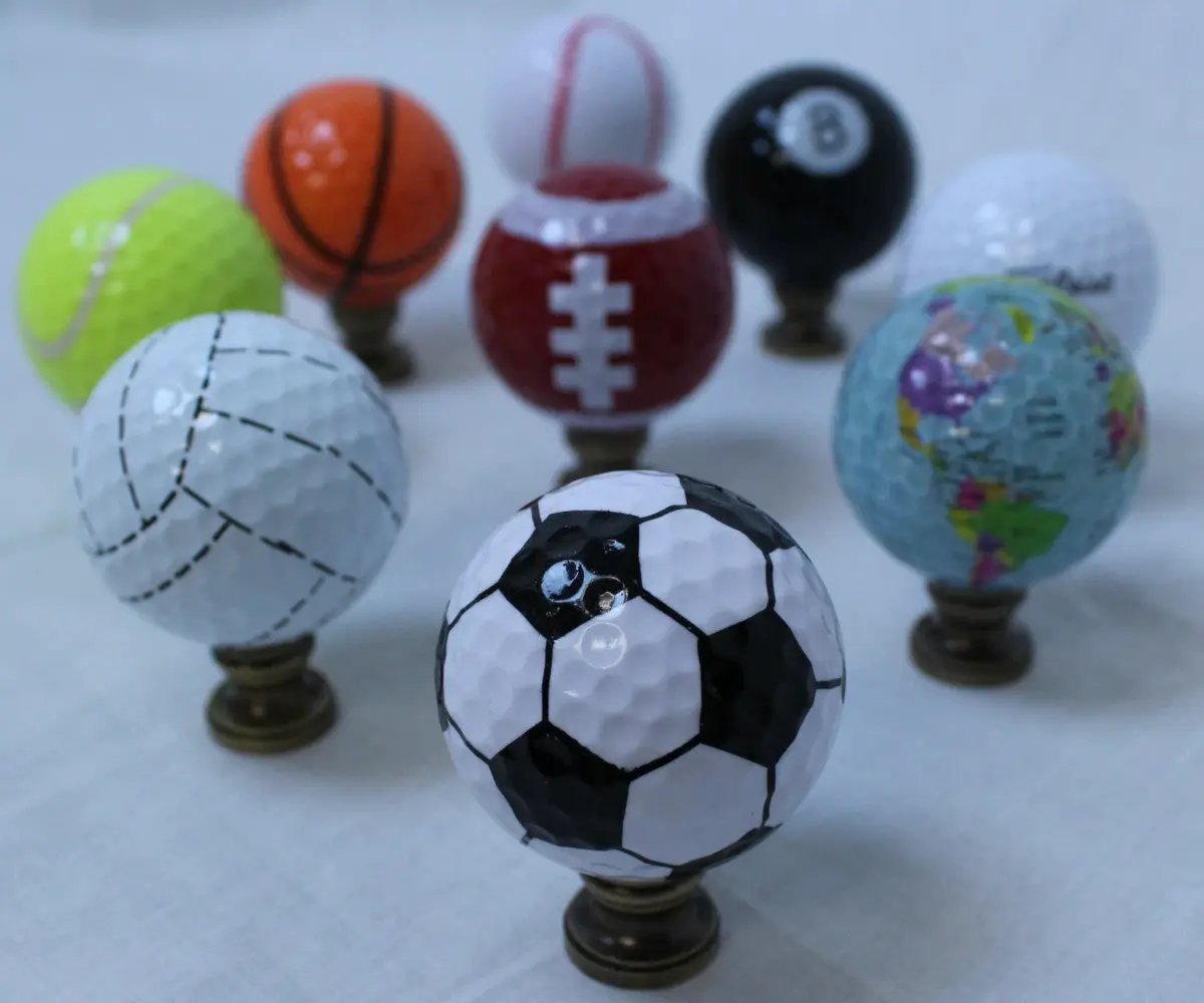 Lamp Finial | Soccer Ball Design | Black And White Pattern | 2.25 Inch