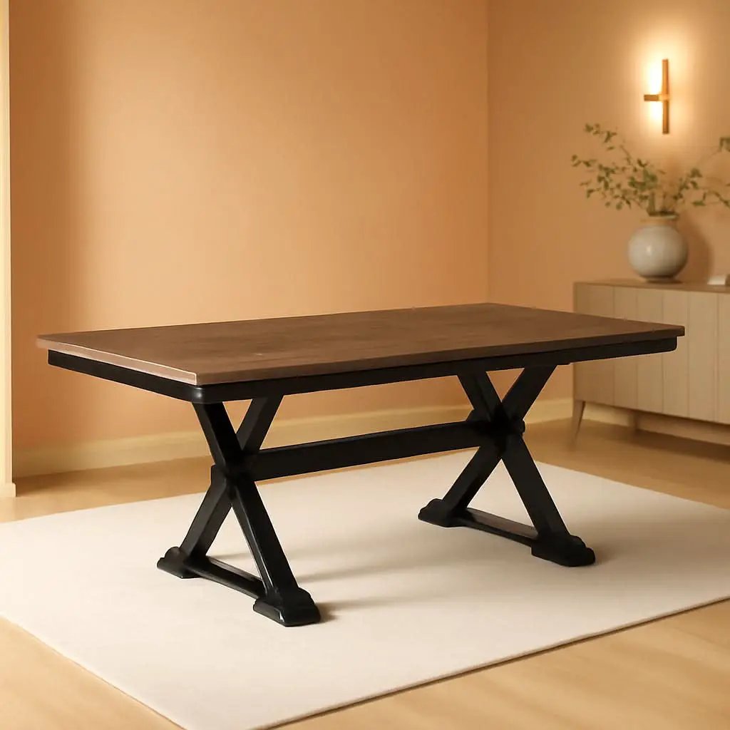 Farmhouse Dining Extension Table Butterfly Leaf 6-8 Seater Black And Dark Brown from PriceLows™