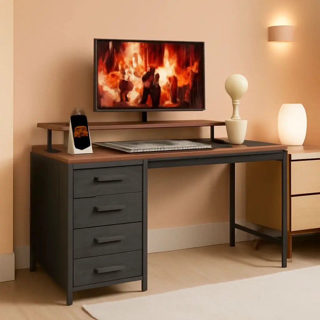 47 Inch Computer Desk With LED Lights And Power Outlets from PriceLows™