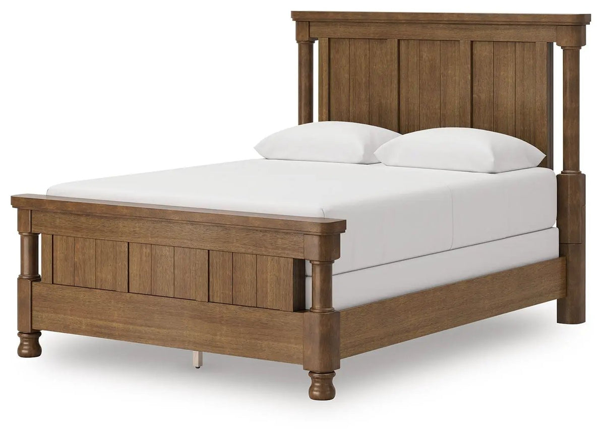 Rowlenstown Poster Bed | Casual Traditional Design | Rubbed Finish | Hefty Silhouette