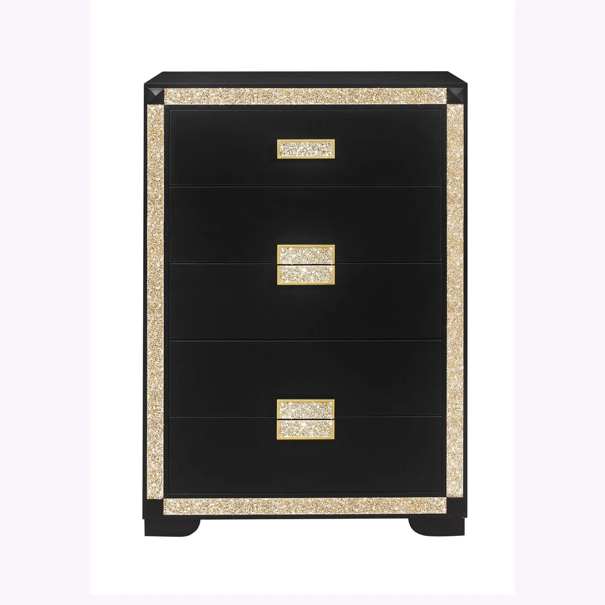 Lively Chest With Glitter Detail And Thick Bar Handle Hardware | 34.1 x 16.5 x 48.35 in | Wood | Black