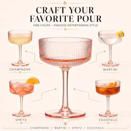 Madrid Acrylic Champagne Coupe Cocktail Glassware | 7.7 oz | Set of 6 | Acrylic