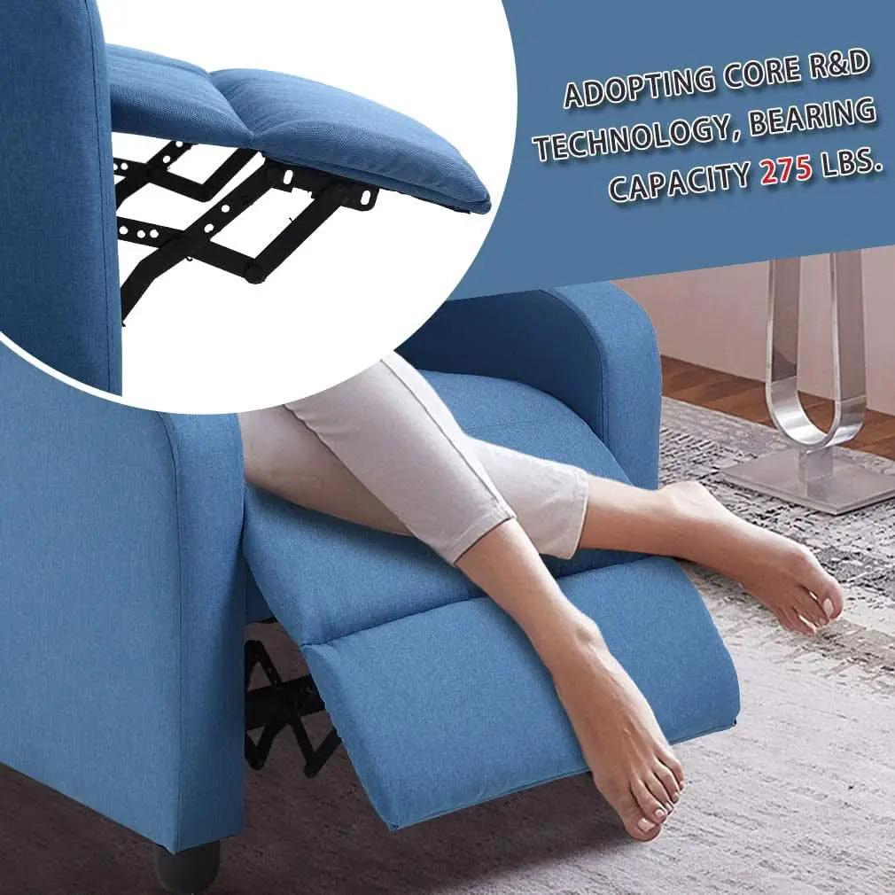 Blue Fabric Recliner Chair For Living Room Home Theater from PriceLows™
