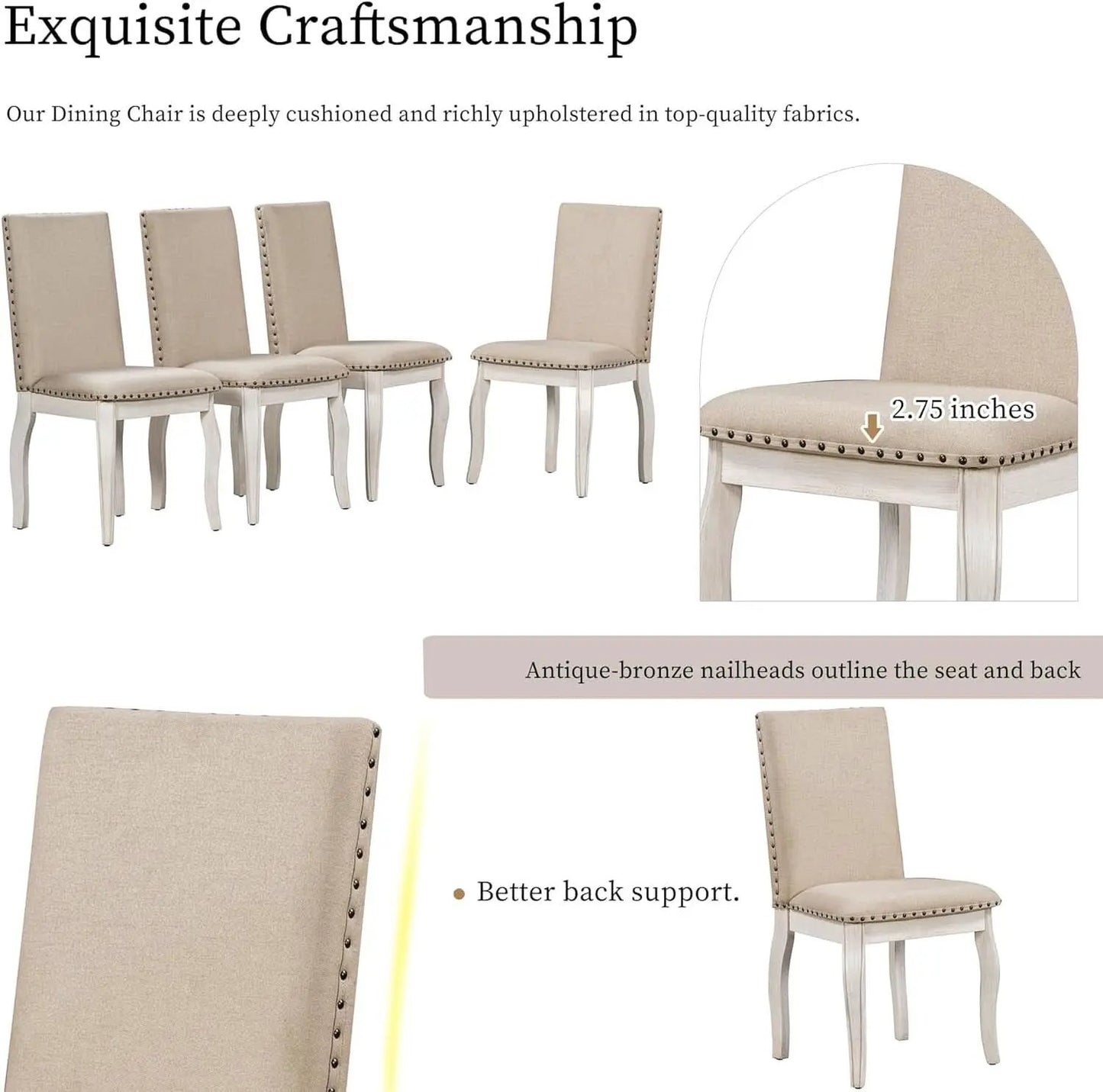 Farmhouse Round Extendable Dining Table Set Oak Finish with Upholstered Chairs from PriceLows™
