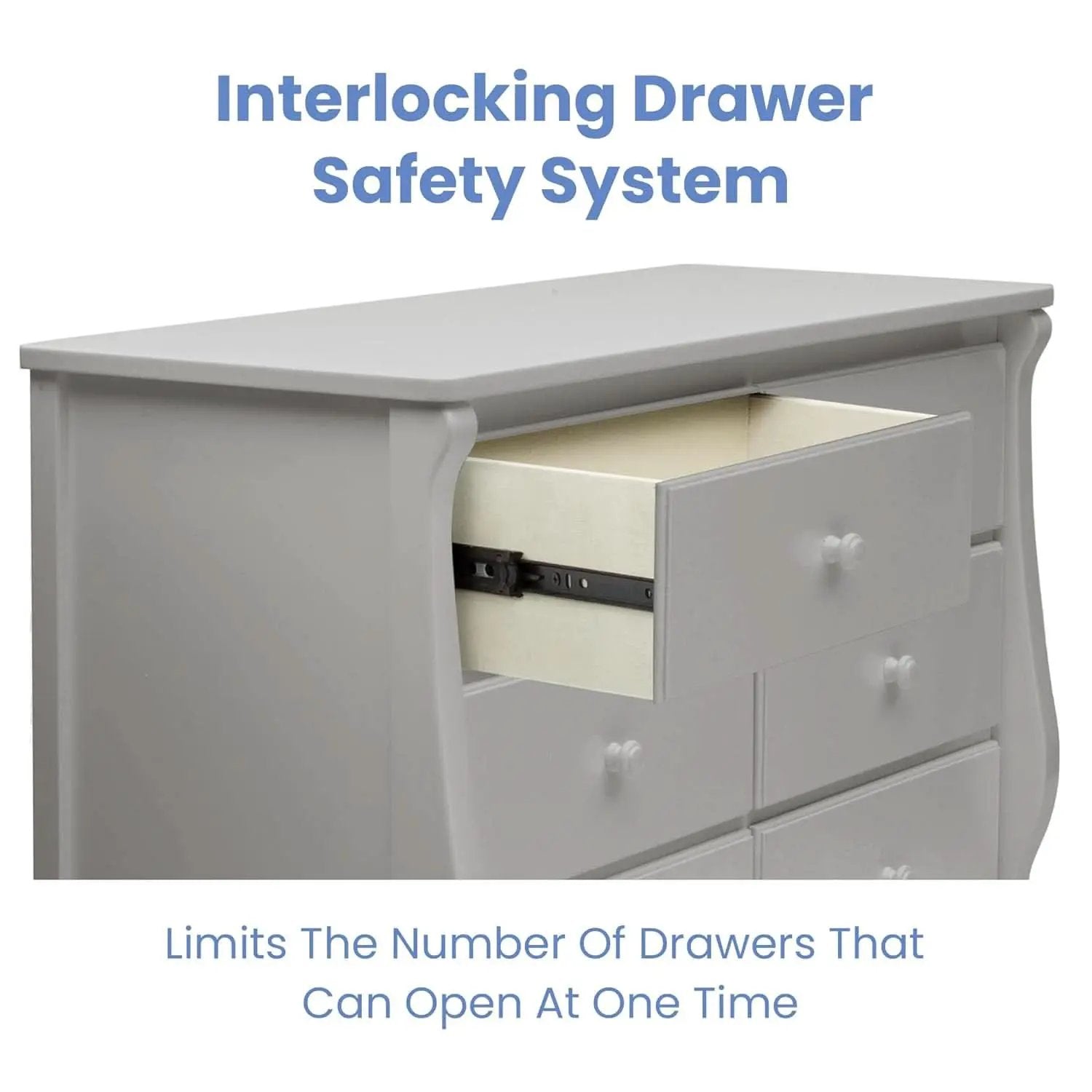 Six Drawer Dresser In Grey With Interlocking Drawers from PriceLows™
