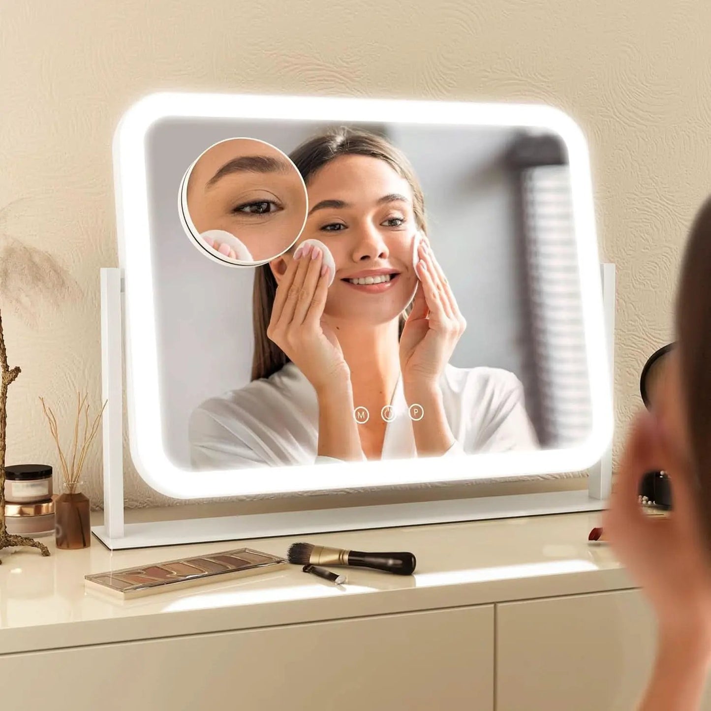 Vanity Mirror With Lights 17x13 Inches White Dimmable from PriceLows™