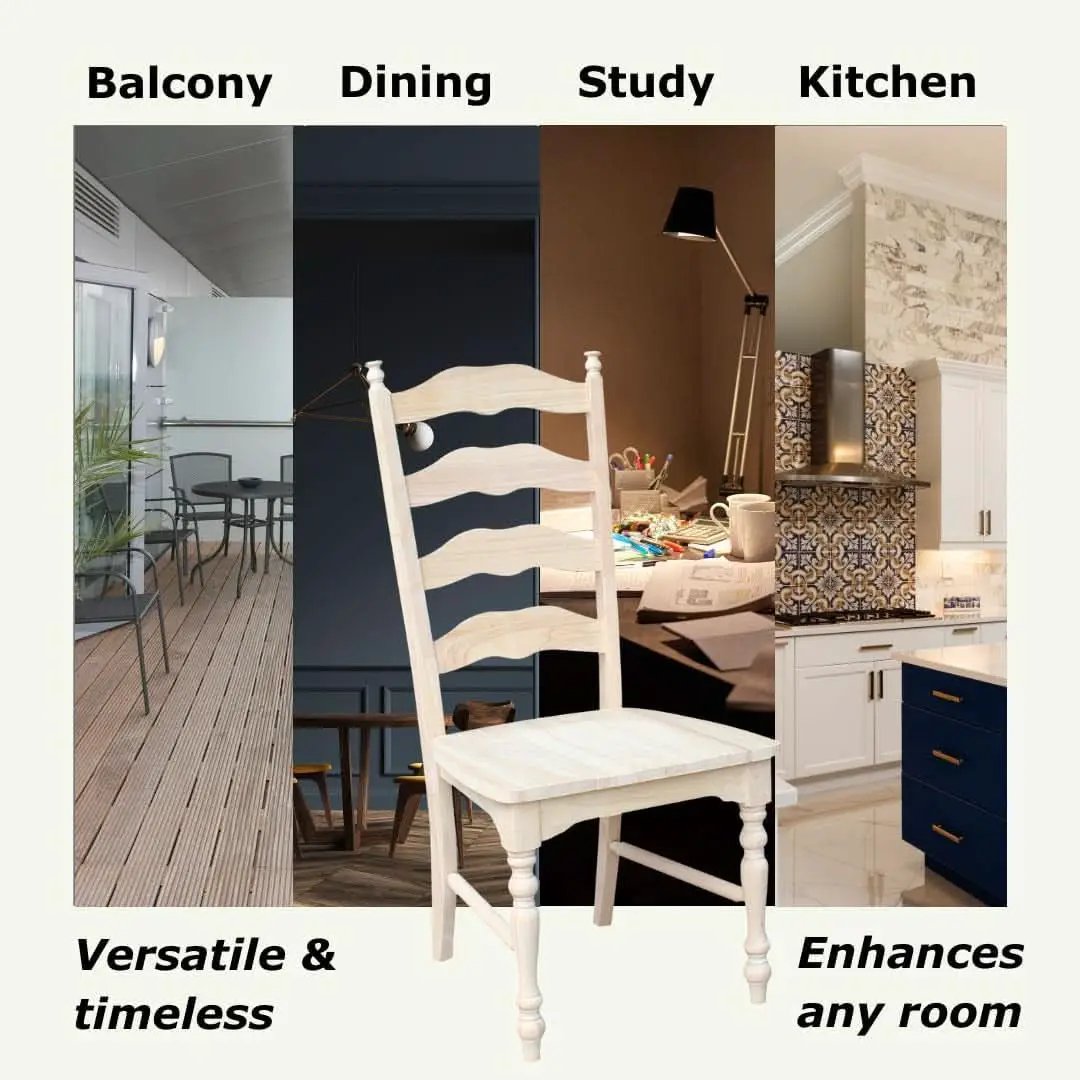Set Of 2 Maine Ladderback Dining Chairs Unfinished Parawood from PriceLows™