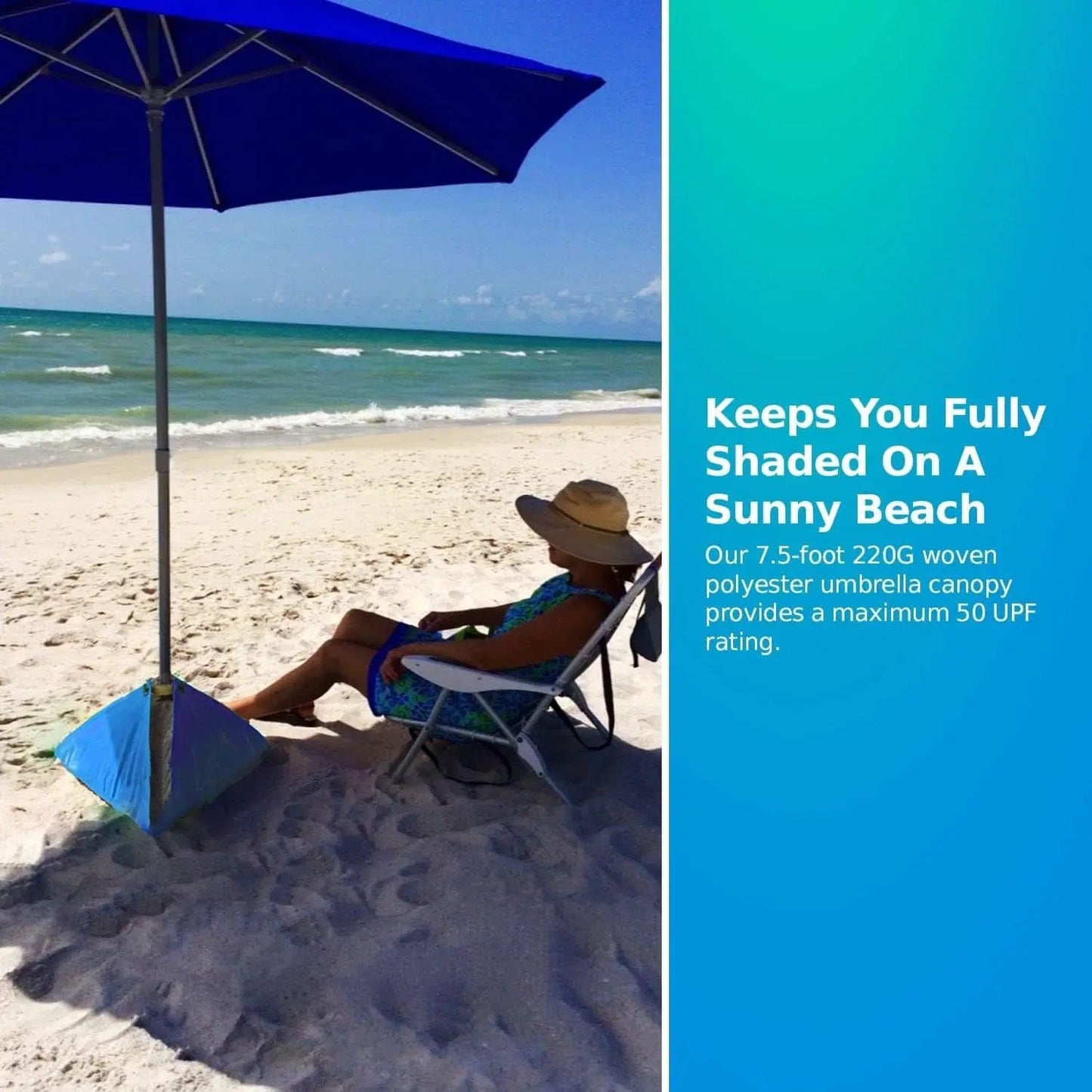 Deep Ocean Blue All In One Beach Umbrella System Ultra Base from PriceLows™