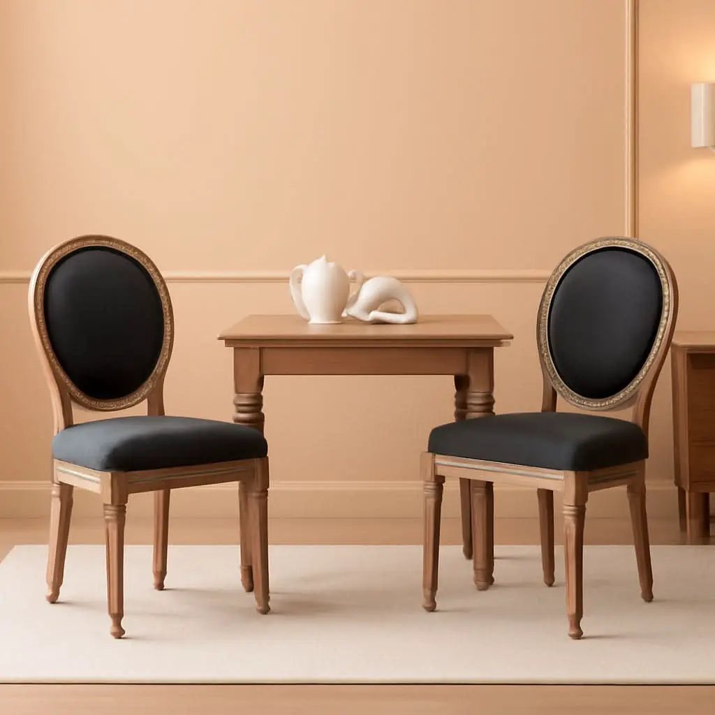 French Country Oak Upholstered Dining Chairs Set Of 6 from PriceLows™
