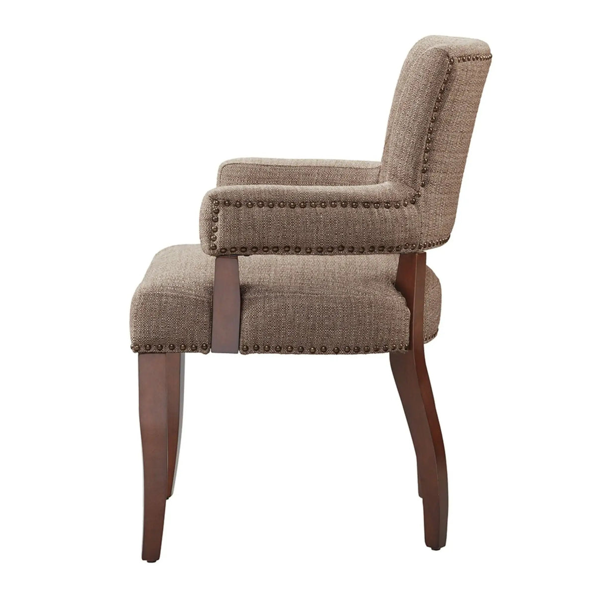 Arm Dining Chair | Brass Nail Head Detailing | Rubberwood And Solid Wood | High-Density Foam