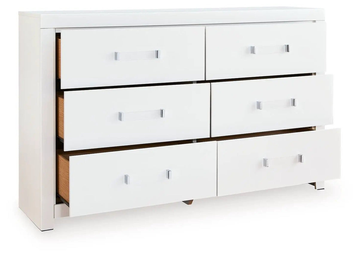 Maeling Six Drawer Dresser | 4 Pieces | Acrylic | Bedroom
