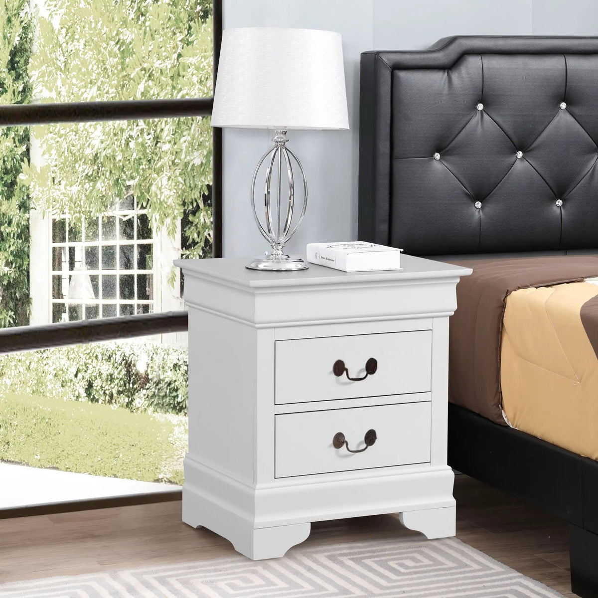 Louis Phillipe Nightstand | Traditional Wood Design | English Dovetailed Drawers | Metal Center Guides