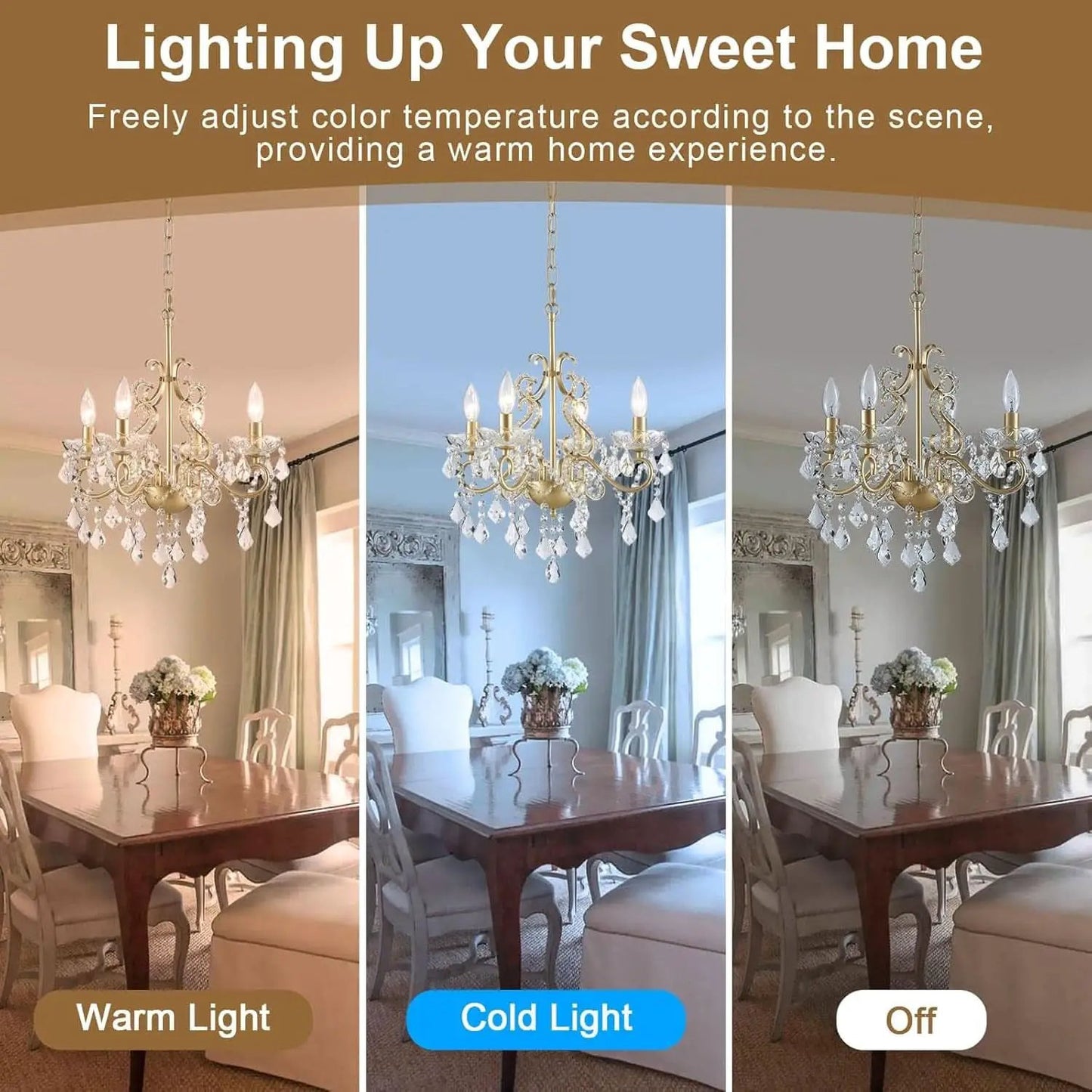 Modern K9 Crystal Chandelier 4 Light Matte Gold Pendant from PriceLows™
