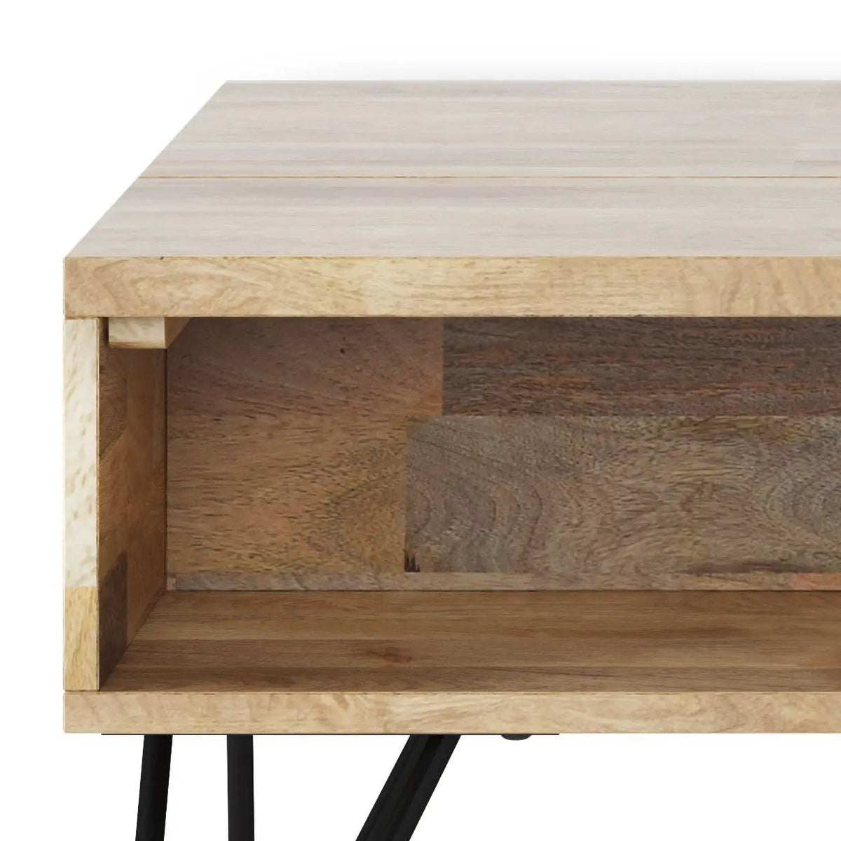 Hunter Lift Top Coffee Table | Handcrafted Solid Mango Hardwood | Split Lift Top | Large Storage Area