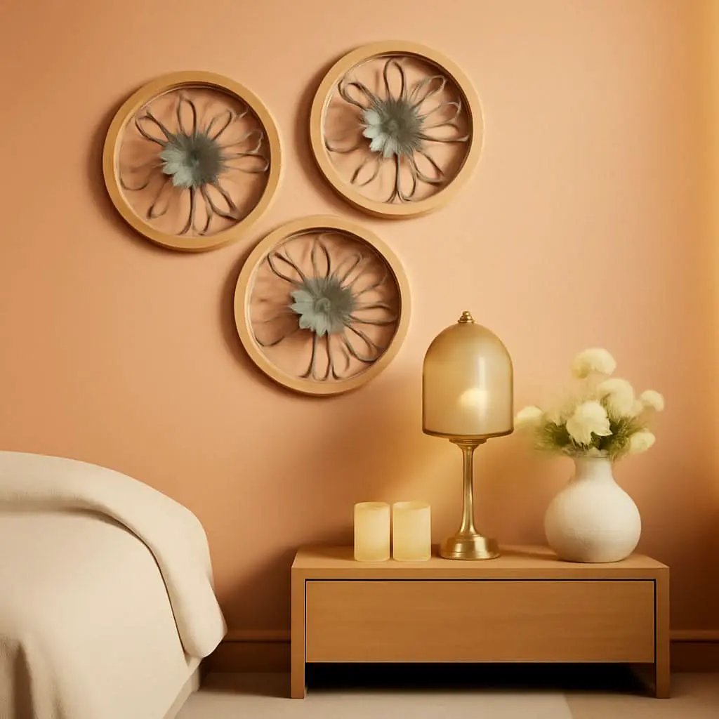 Round Farmhouse Wall Decor Set With Interchangeable Metal Flowers Washed White from PriceLows™
