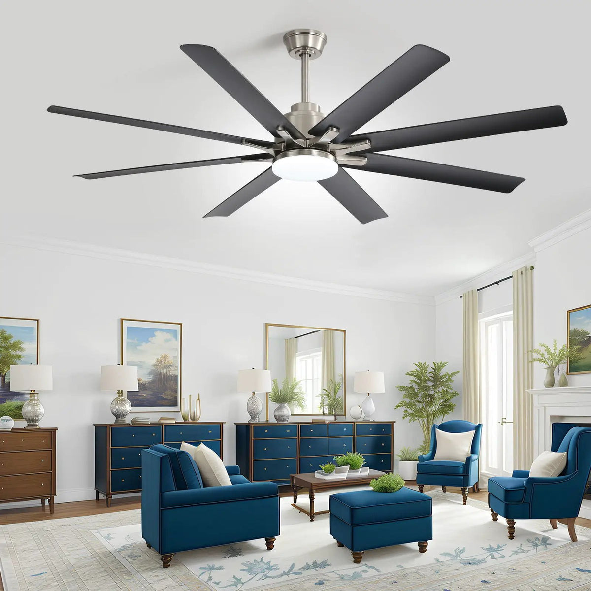 Ceiling Fan | 66 Inch | 8 Blade | Dimmable LED Light
