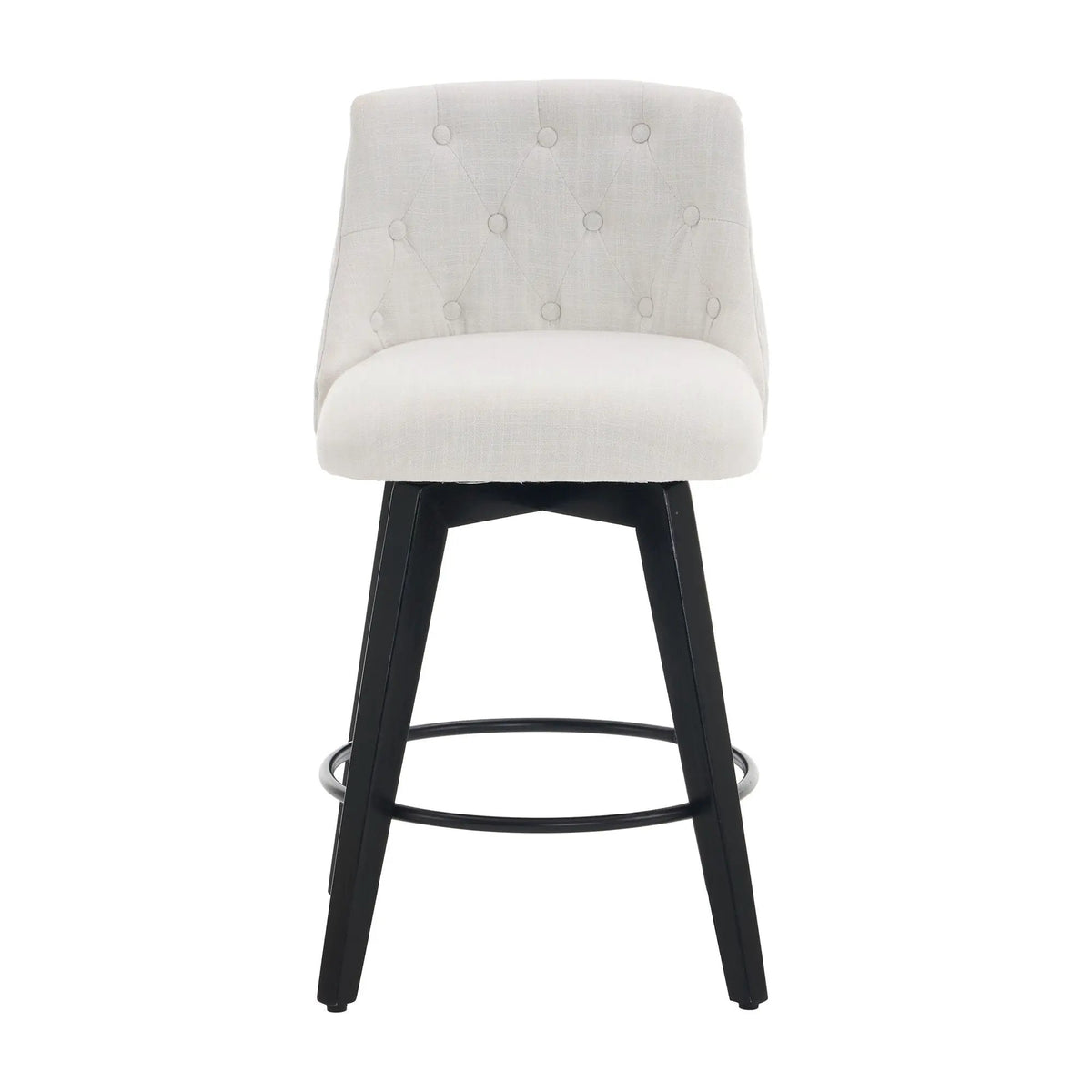 Swivel Bar Stools | Set Of 2 | Button Tufted Back | 360 Degree Silent Swivel