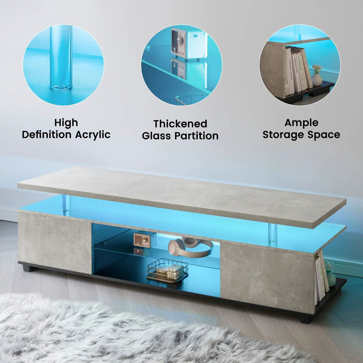 TV Stand | Built In LED | Large Side Cabinet | Modern Style