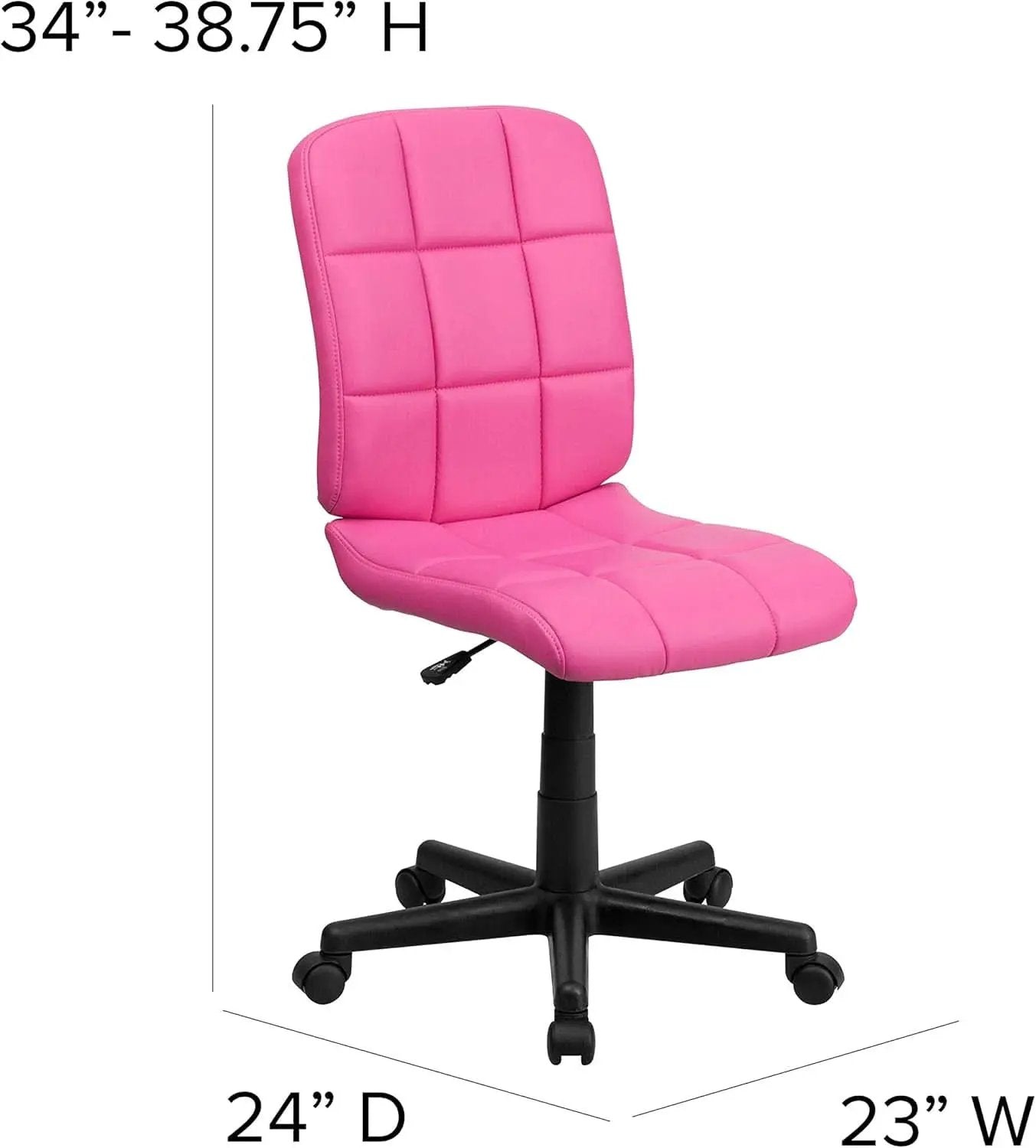 Clayton Pink Quilted Vinyl Mid-Back Swivel Office Chair from PriceLows™