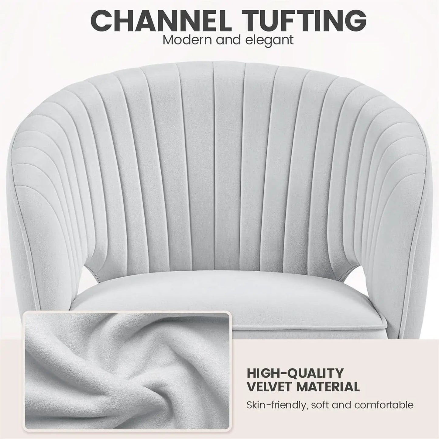 Home Office Chair With Tufted Barrel Back Light Gray from PriceLows™
