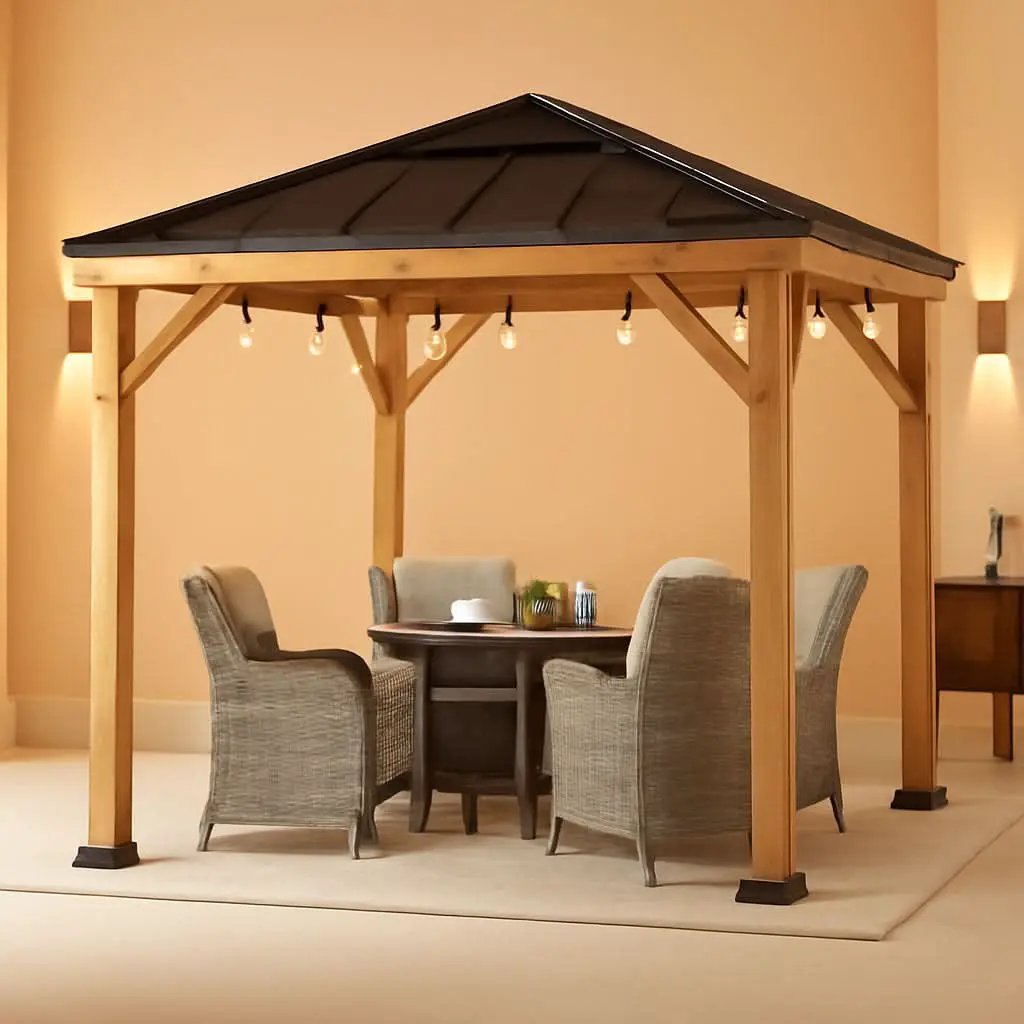 9x9 Cedar Framed Hardtop Gazebo Outdoor Patio Garden Shade from PriceLows™
