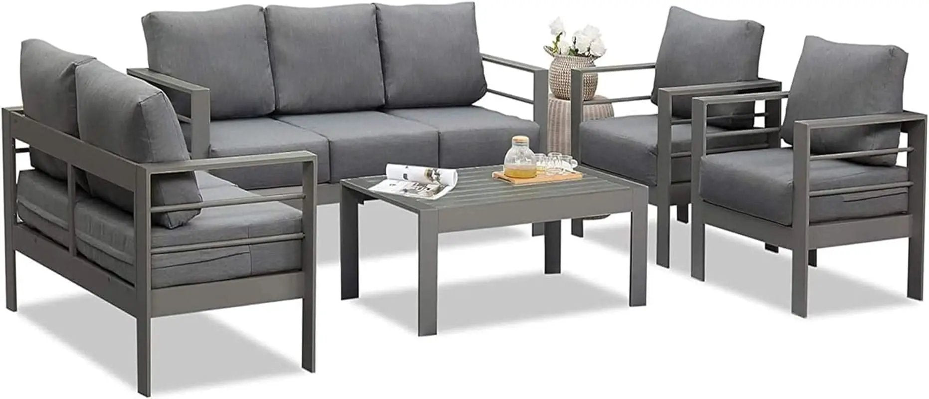 Modern Aluminum Outdoor Patio Furniture Set with Cushions from PriceLows™