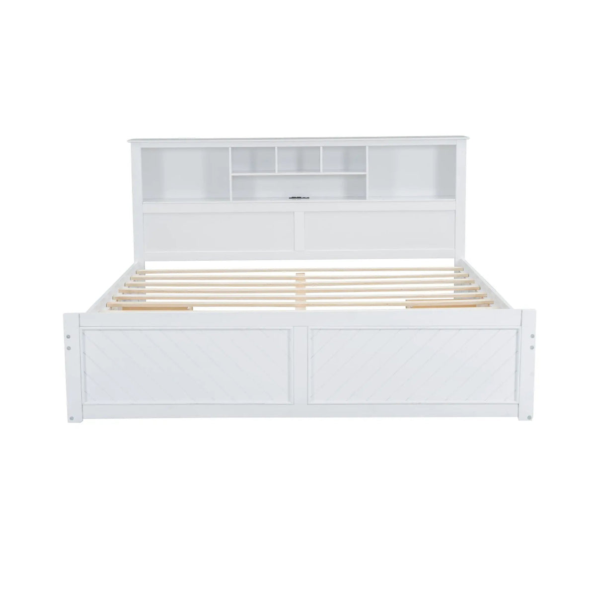 Platform Bed | Storage Headboard | USB Outlets | Solid Pine