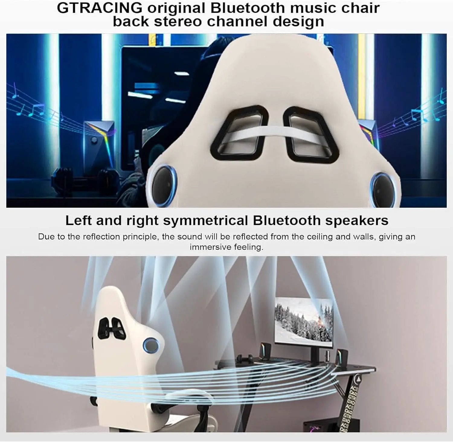 Ivory Bluetooth Speaker Gaming Chair With Footrest from PriceLows™