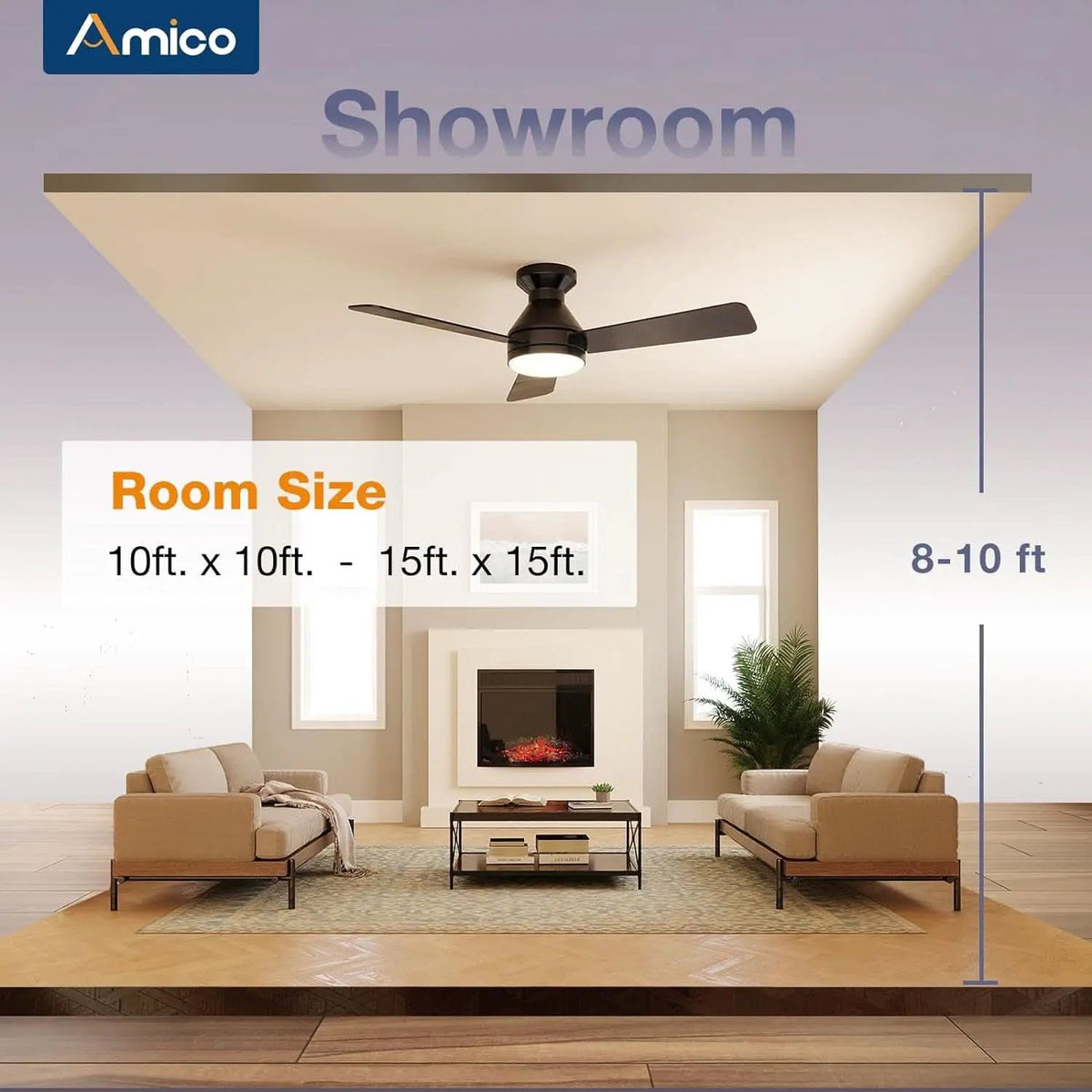 42 Inch Black Low Profile Ceiling Fan With Light And Remote from PriceLows™