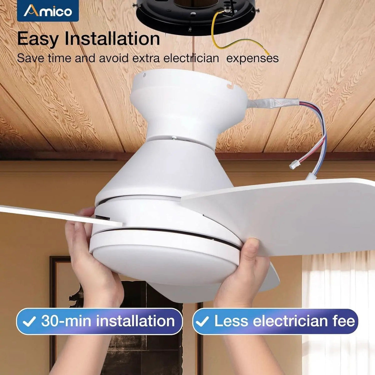 42 Inch White Ceiling Fan With Remote Control And Dimmable Lights from PriceLows™