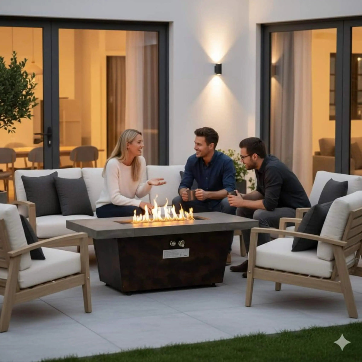 42-Inch Luxury Propane Gas Fire Pit Table With Fireglass | 42 Inch | Steel | Home