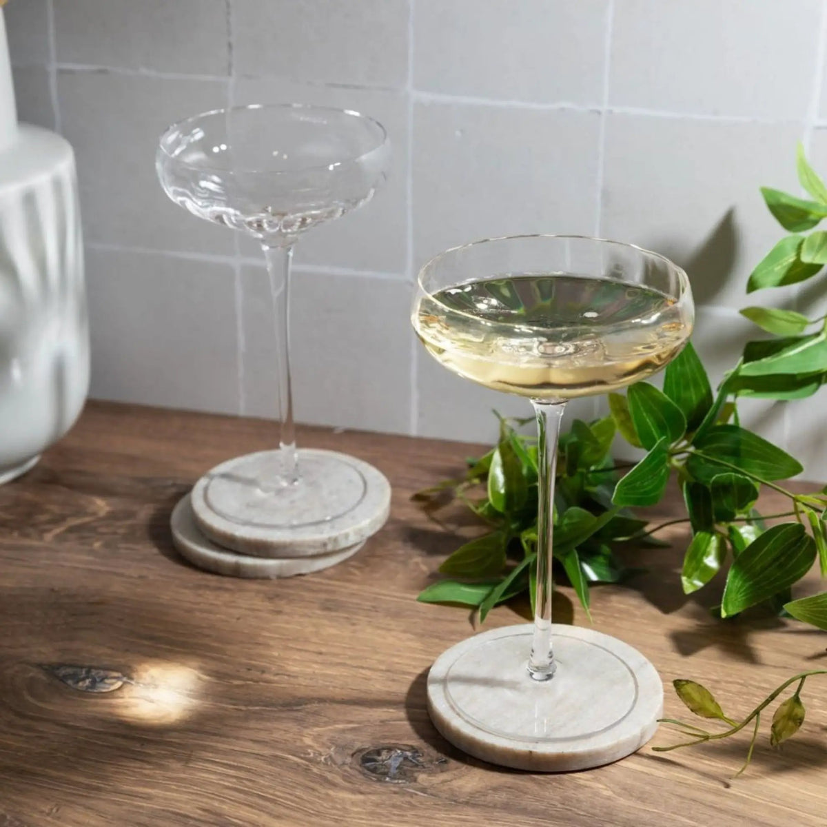 Rounded Coupe Glasses | Classic Stem | Crystal Glass | Cocktail Set