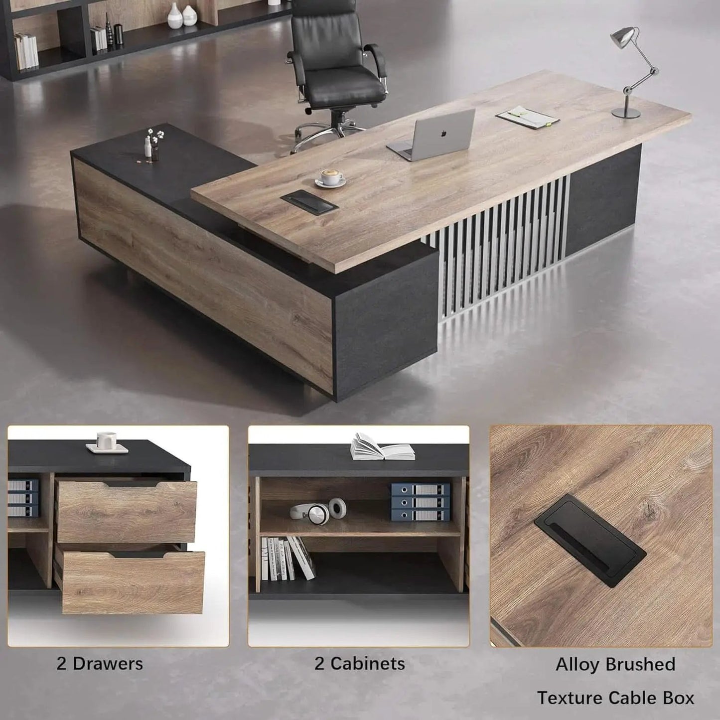 Spacious Executive Desk With Ample Storage Drawers from PriceLows™
