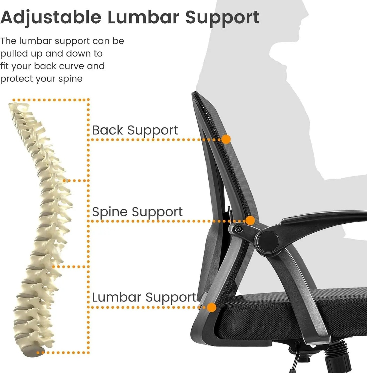 Black Ergonomic Mesh Office Chair With Adjustable Height from PriceLows™