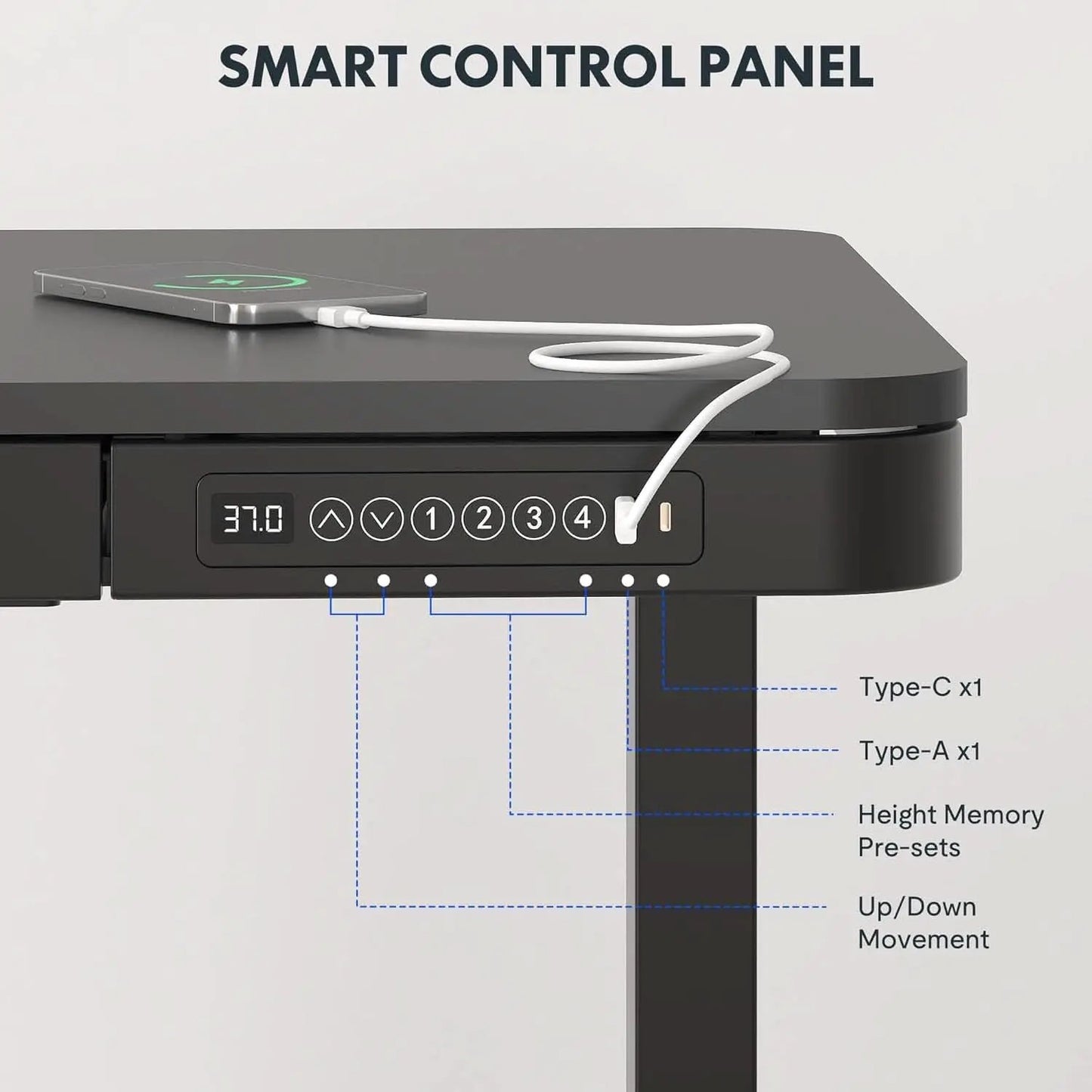 Electric Standing Desk With USB Ports And Drawer Storage from PriceLows™