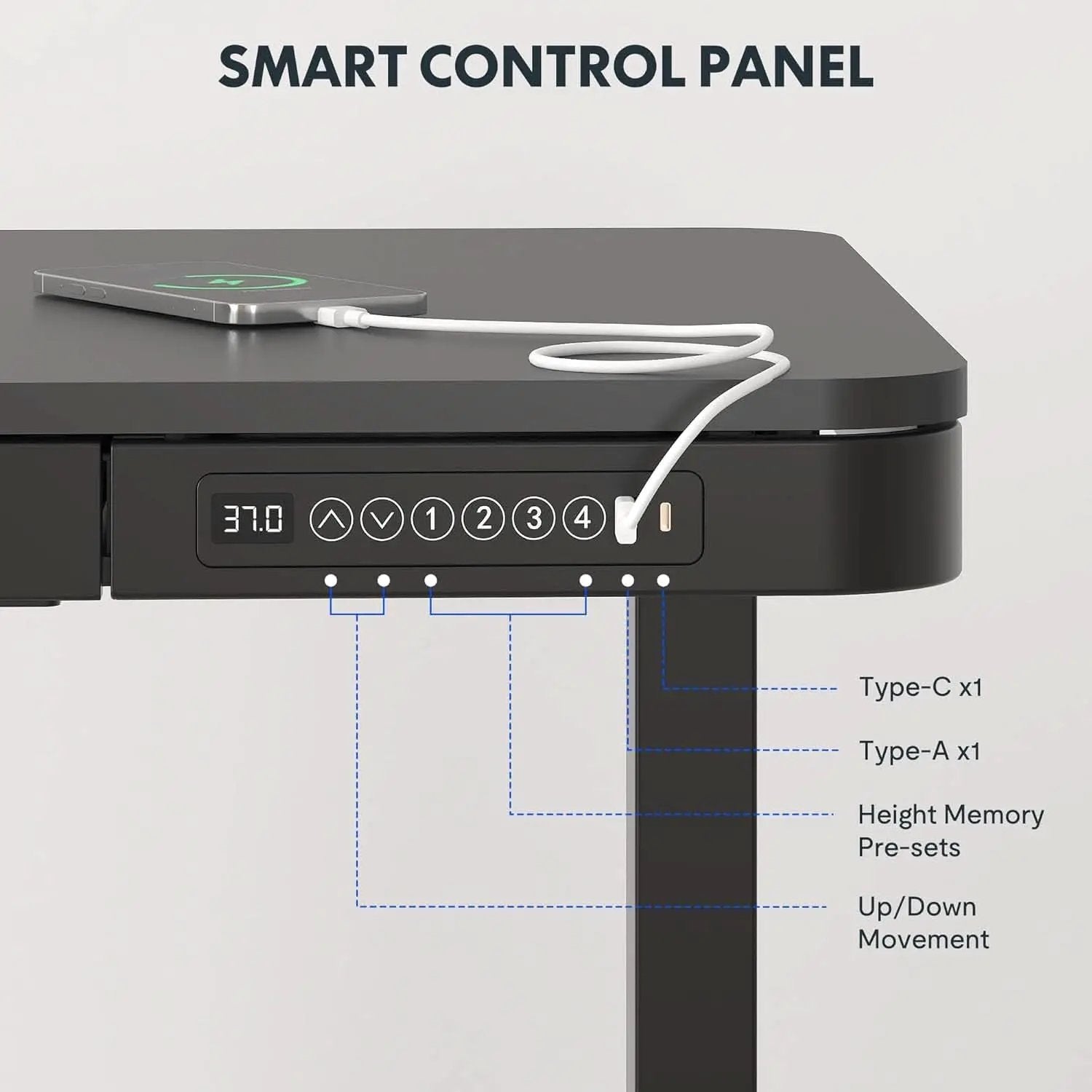 Electric Standing Desk With USB Ports And Drawer Storage from PriceLows™