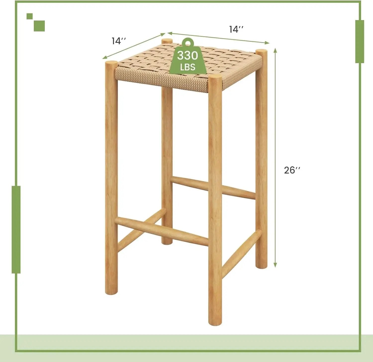 26 Inch Counter Height Wood Bar Stools Set of Two from PriceLows™