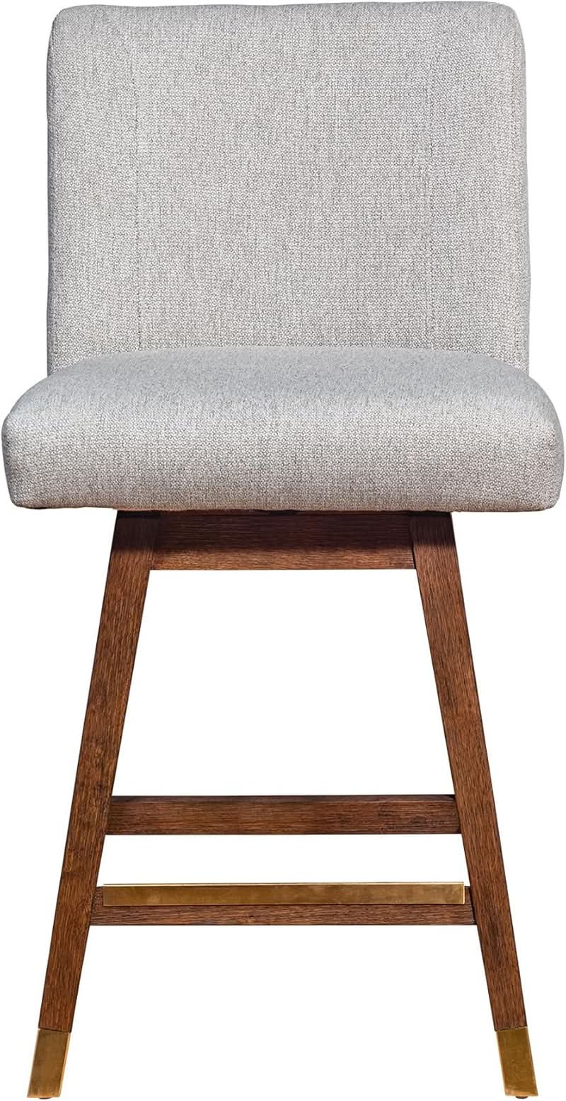 Basila 26 Inch Seat Height Swivel Bar Stool Taupe Fabric from PriceLows™