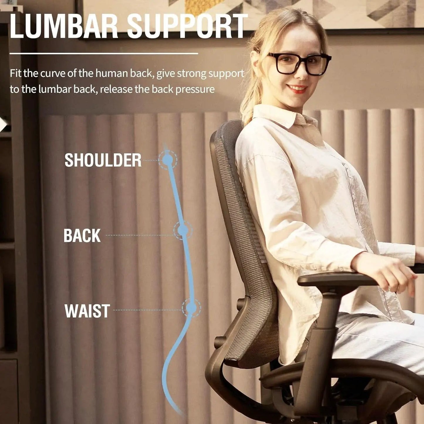 Grey Ergonomic Mesh Office Chair With Lumbar Support from PriceLows™