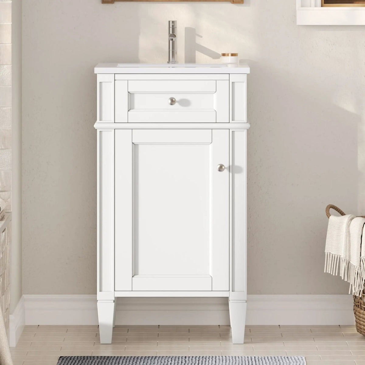 French Style Bathroom Vanity | Rectangular Design | Soft-Closing Door | Adjustable Shelf