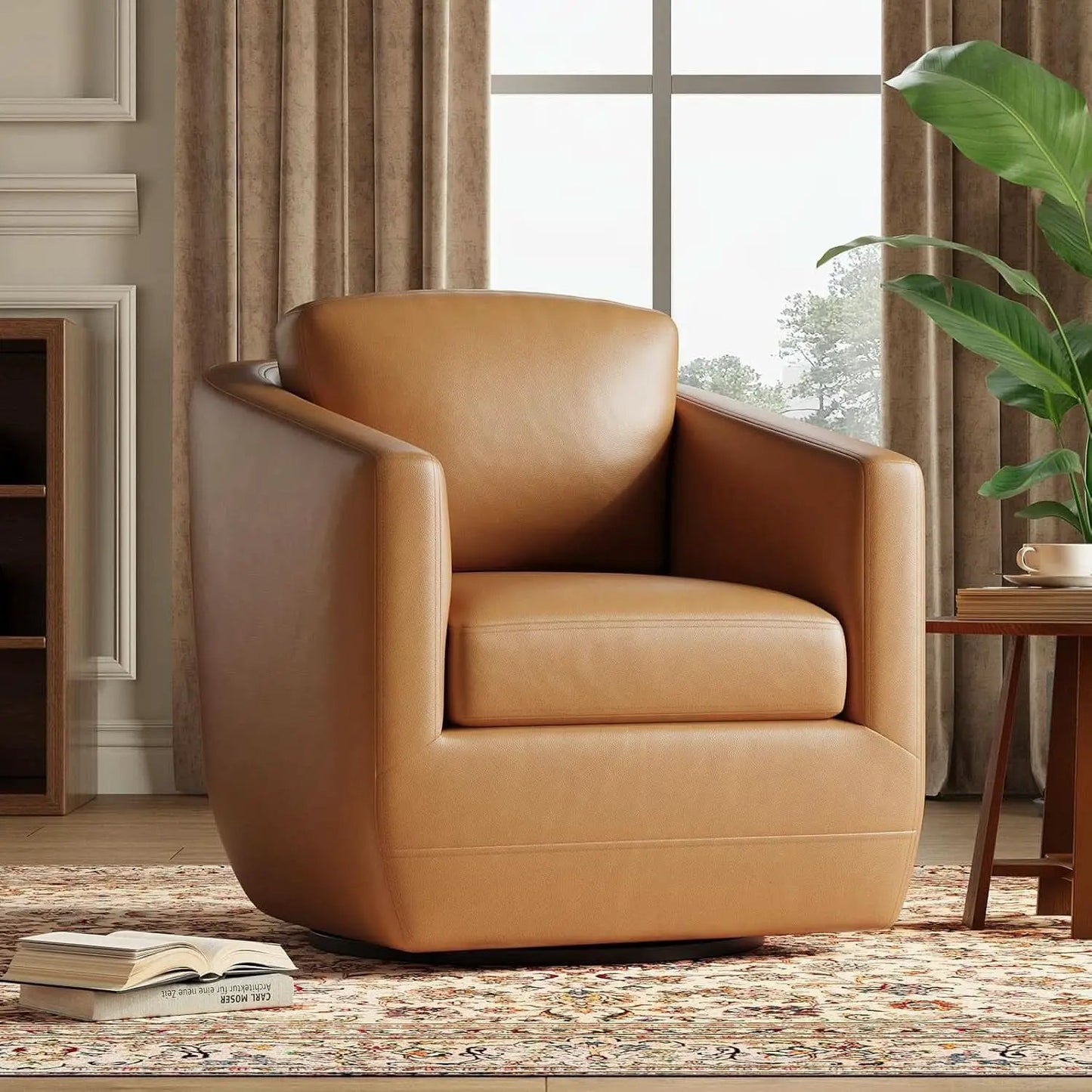 Brown 360 Degree Swivel Premium Upholstered Chairs from PriceLows™