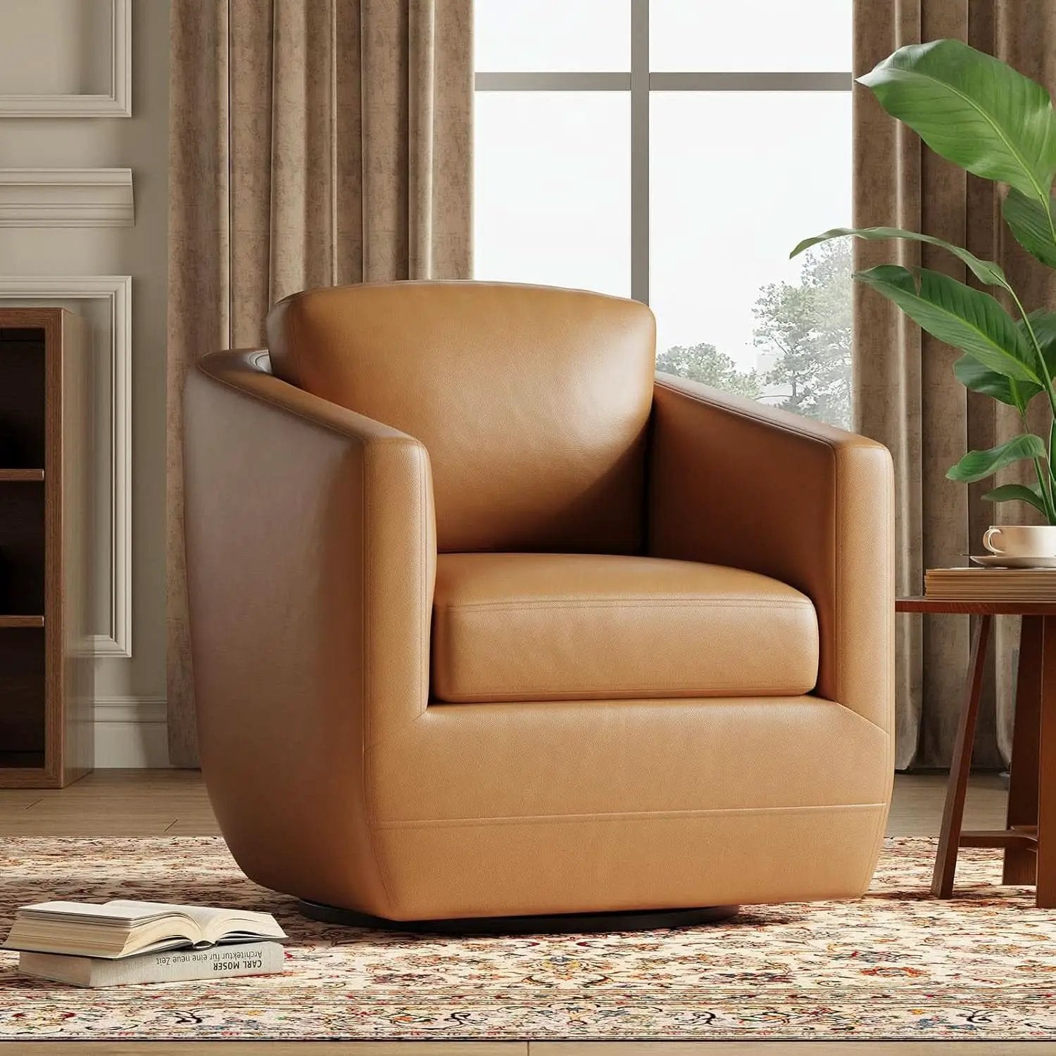 Brown 360 Degree Swivel Premium Upholstered Chairs from PriceLows™