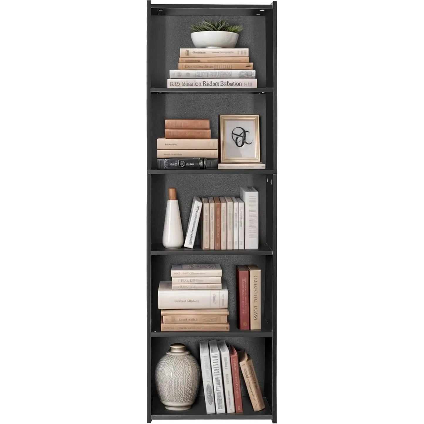 5 Tier Wood Bookcase Freestanding Black Home Office from PriceLows™