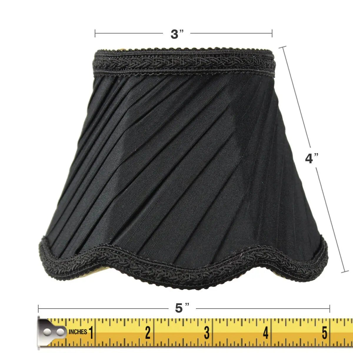 Clip On Candelabra Lampshades | Set Of 6 | 5X4 Inch | Black Shantung Fabric