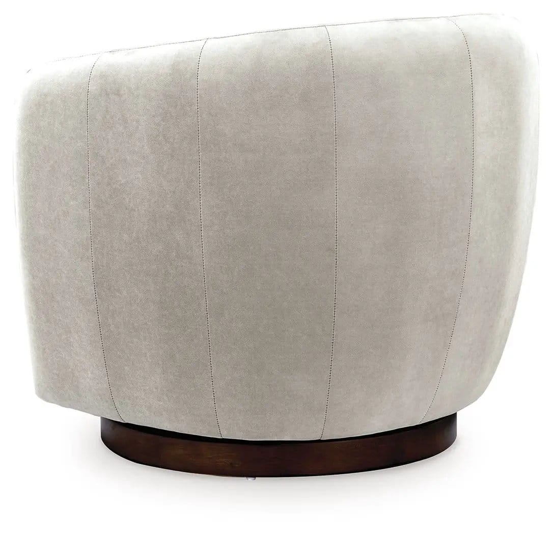 Annbury Swivel Accent Chair | 32.75 x 31.63 x 28.5 in | Velvet & Fabric | Light Beige
