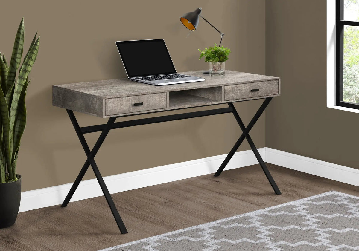 Glossy Contemporary Computer Desk | Thick Panel Tabletop | Storage Drawers | 29.25 Inch Height