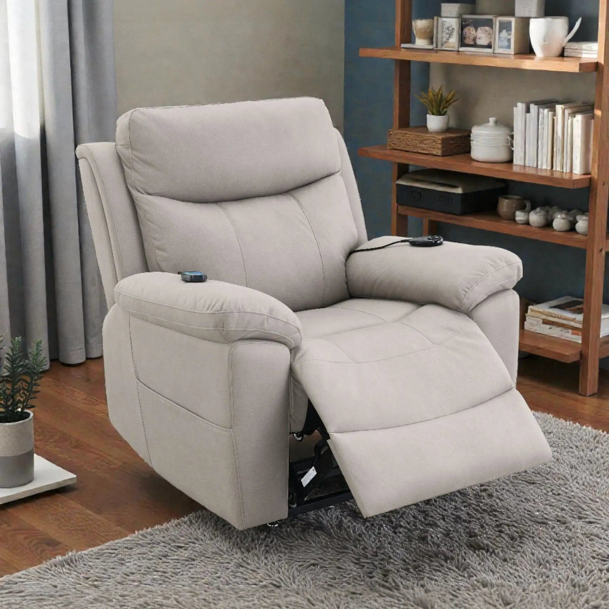 Chriki Power Motion Recliner With Lift Heating Massage Chair | 38 x 41 x 41 in | Living Room Furniture | Beige