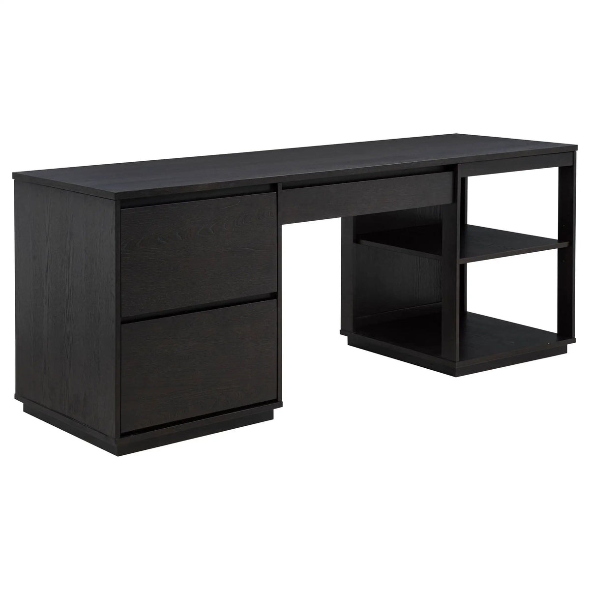 Harkes 75-inch 3-drawer Computer Desk with Adjustable Shelf Coffee Bean | 75 x 24 x 30 in | Rubberwood & Engineered Wood | Home Office