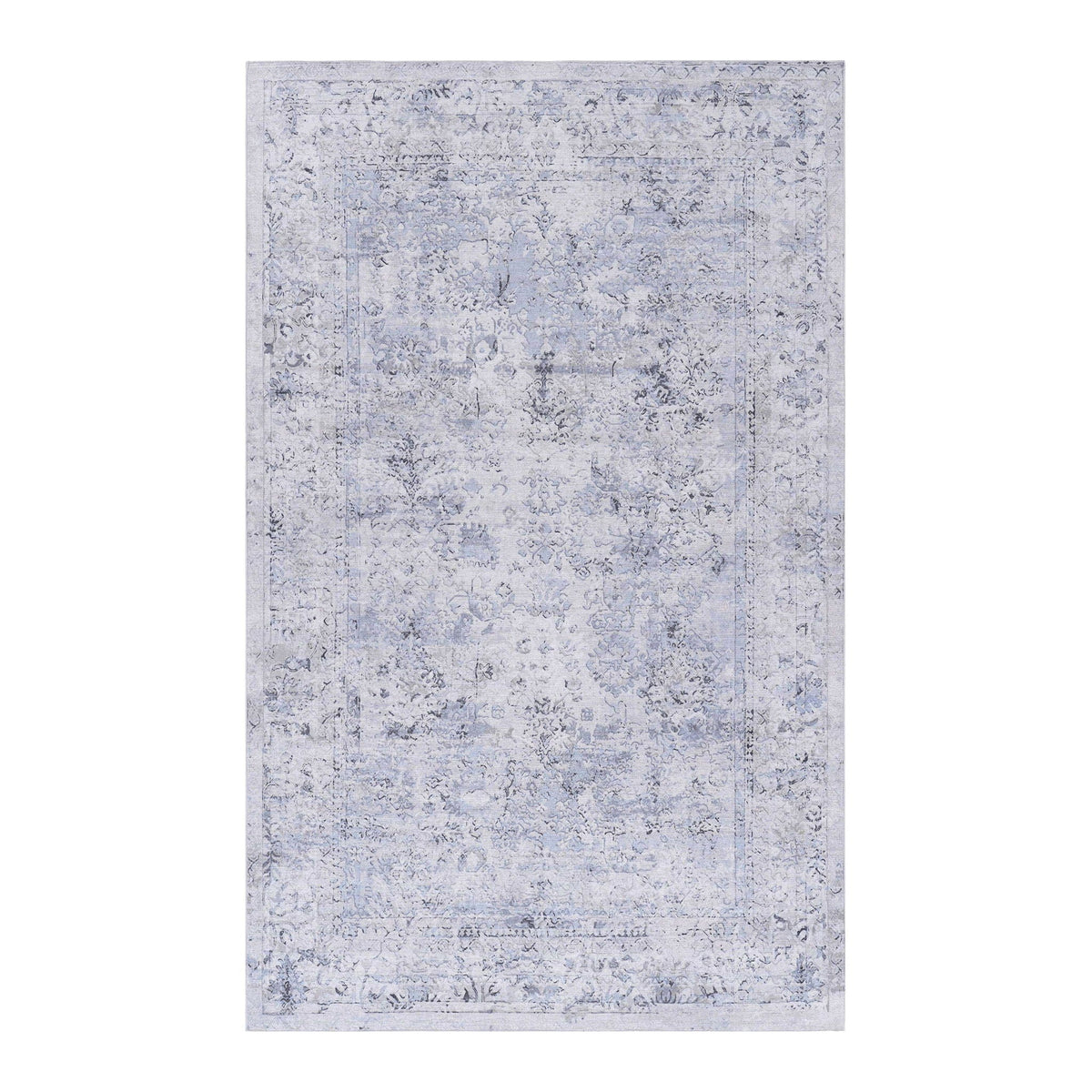 Maval 6' X 9' Washable Area Rug | 108 x 72 x 0.14 in | Cotton | Blue / Cream