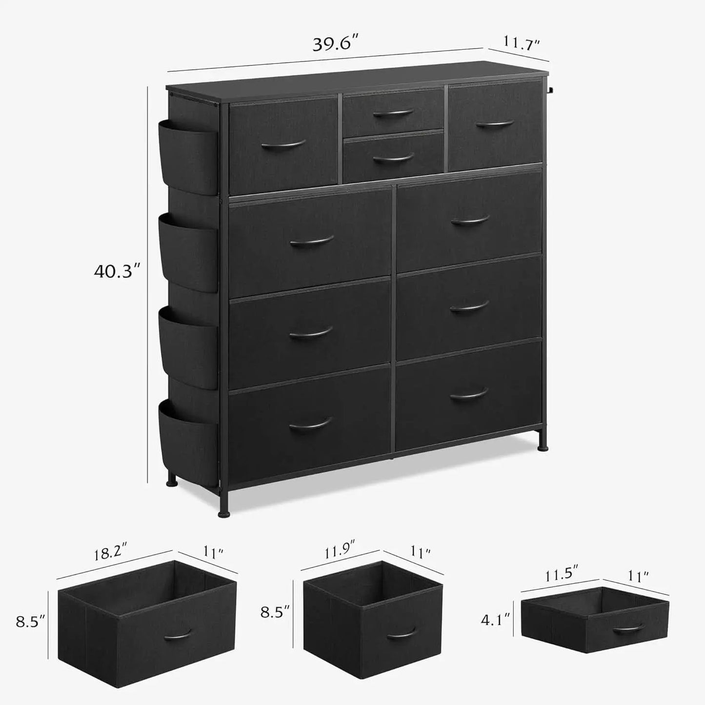 10 Drawer Dresser With Black Finish For Bedroom Storage from PriceLows™